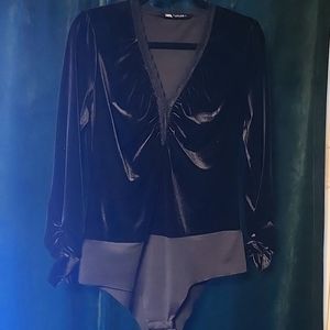 Black velvet bodysuit